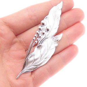 CARL ART 925 Sterling Silver Antique Art Deco Floral Leaf Pin Brooch